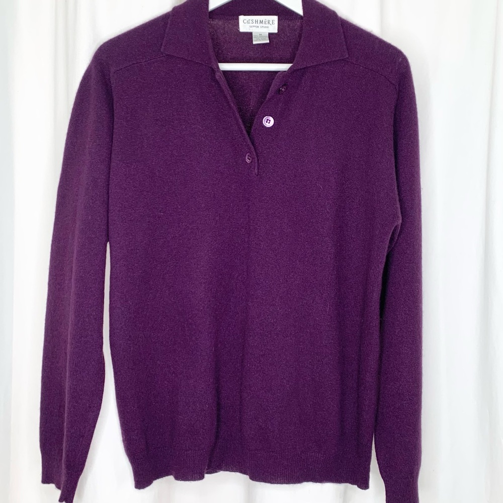 Sutton Studio Cashmere Sweater Long Sleeve Pullover Quarter Button Size Medium